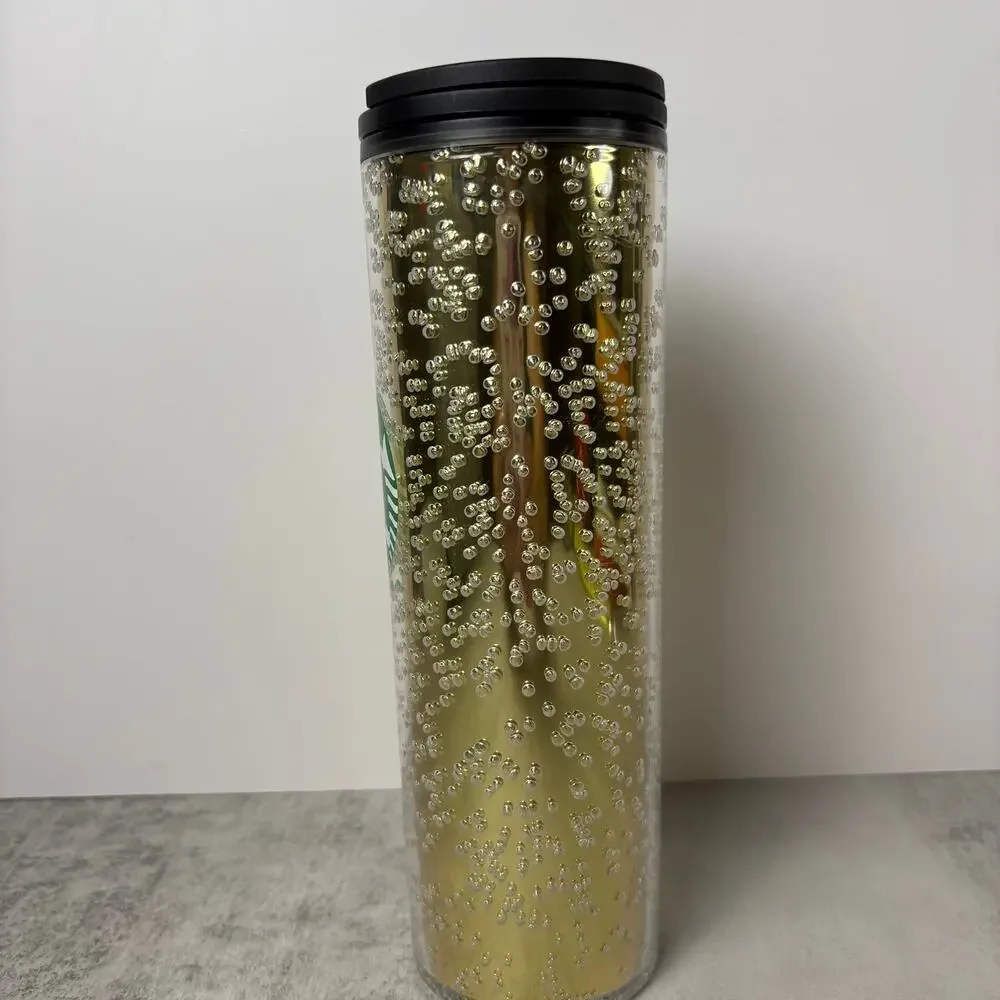 Starbucks Holiday 2020 Gold Champagne Bubbles Travel Tumbler 16oz Grande Mug